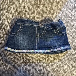BUILD A BEAR Workshop Blue Denim Skirt Lined With Silver Sequins BABW